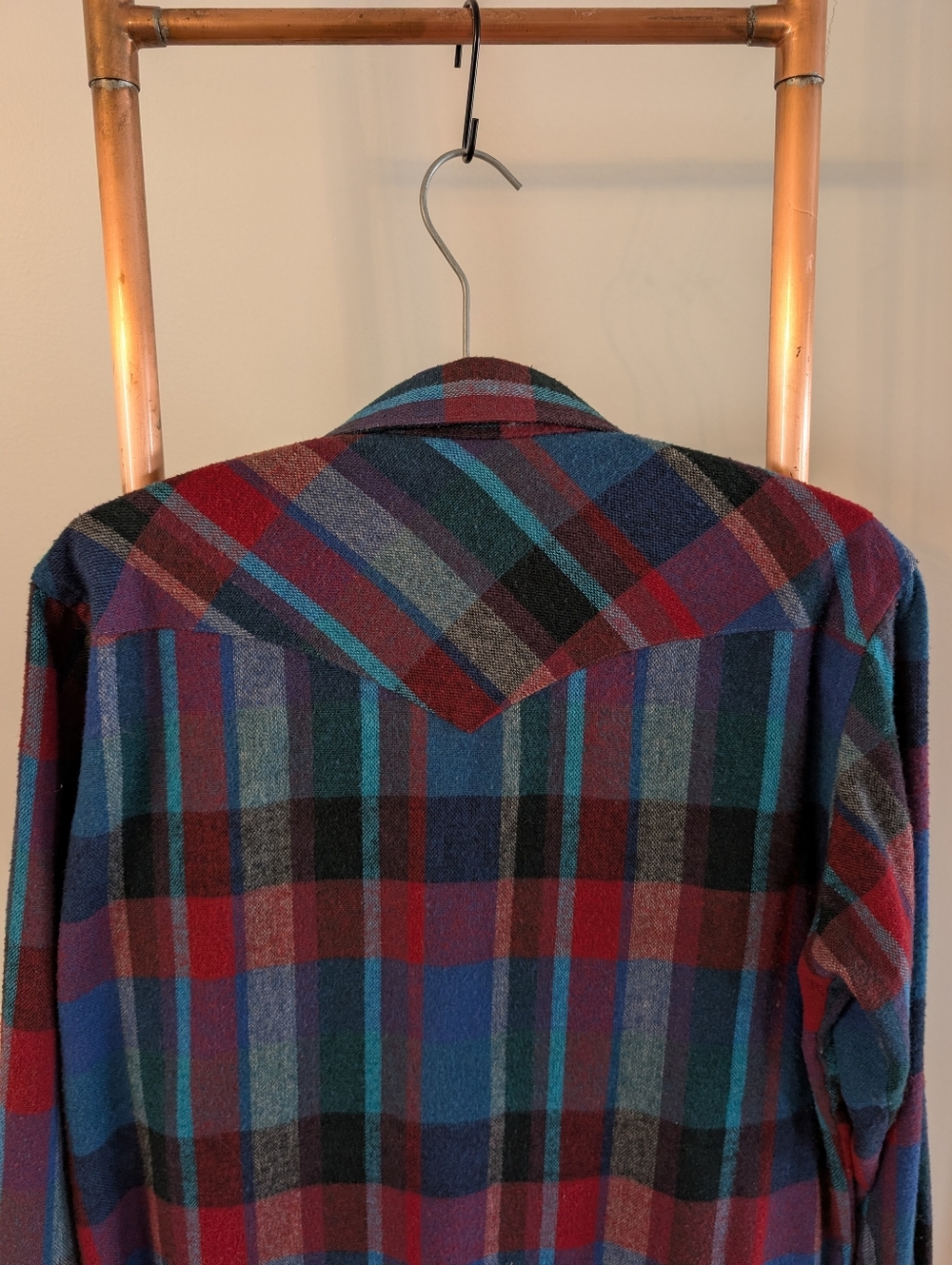 80s "Wrangler - Cowboy Cut - Regular Fit" Multicolor Plaid Western Flannel Shirt - Picture 10 of 10